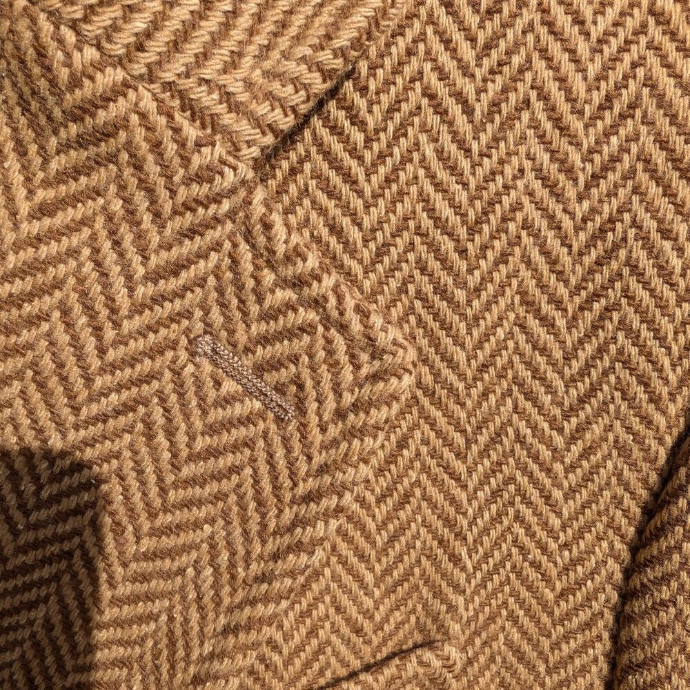 RALPH LAUREN Herringbone Wool Blazer Camel and Cream Women's Size 6